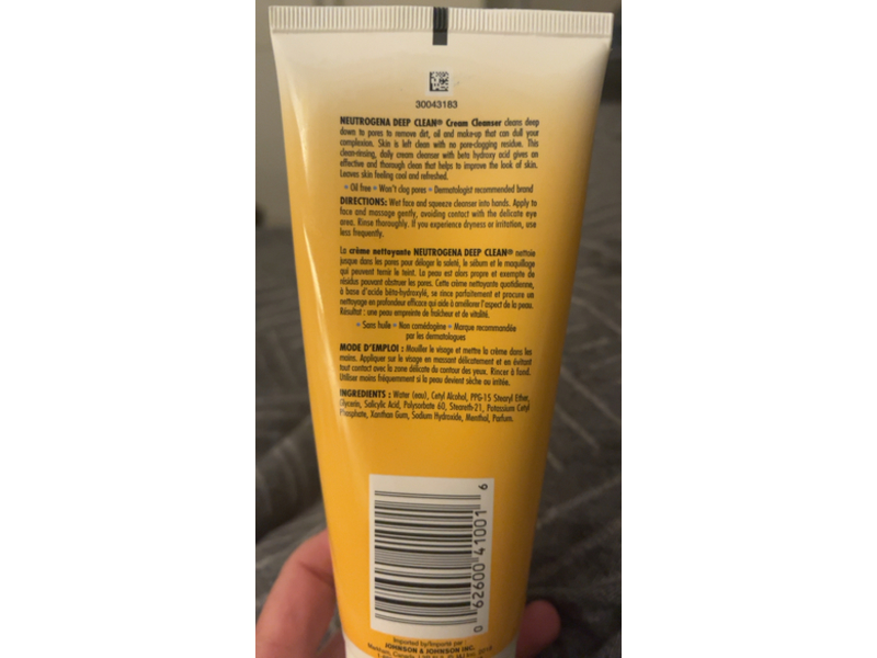 Neutrogena Deep Clean Cream Cleanser, 7 oz/200 mL, Pack Of 4