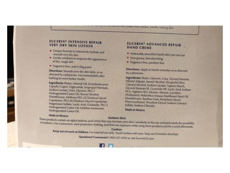 Eucerin Plus Lotion With Hand Cream, 44.7 oz