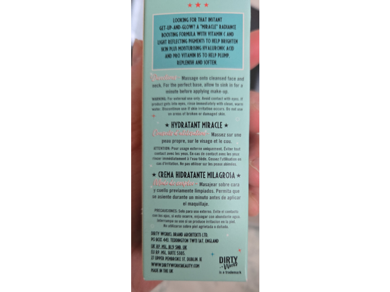 Dirty Works Good To Glow Hydratant Miracle Moisturiser, Vitamin C + Hyaluronic Acid & Pro Vitamin B5, 1.69 fl oz/50 mL