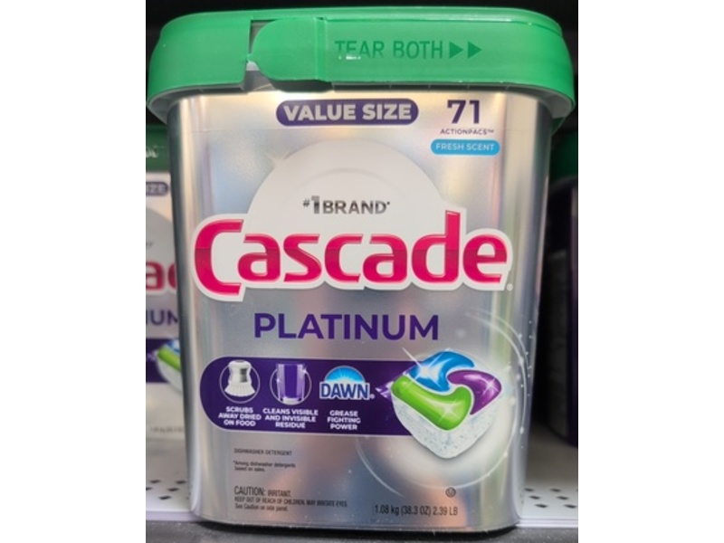Cascade Dawn Platinum Dishwasher Pods, 38.3 oz/1.08 kg