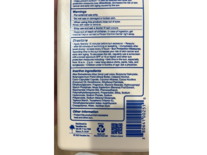 Vacation Classic Sunscreen Lotion, Summer, SPF 50, 20 fl oz/591 mL