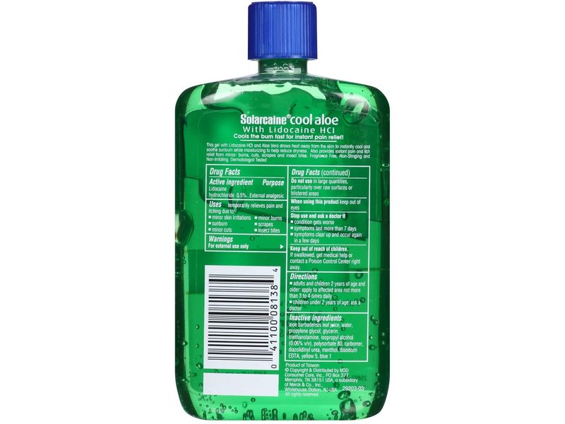 Solarcaine Burn Relief Gel Restores Moisture, Cool Aloe, 8 oz/226 g