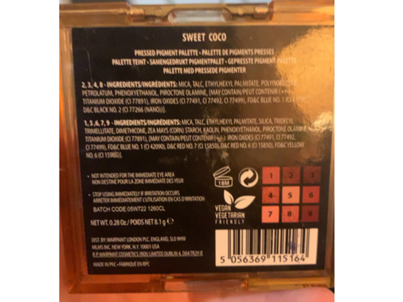 W7 Eyeshadow Palette, Sweet Coco