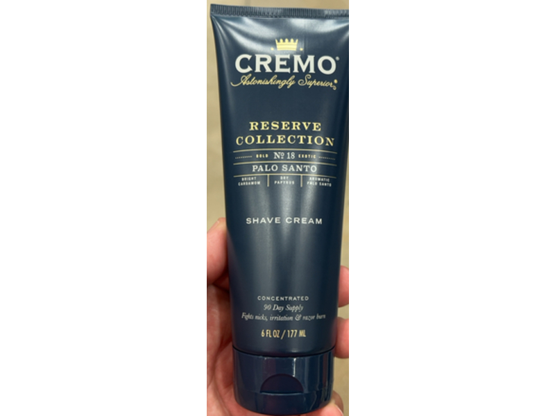 Cremo Palo Santo Reserve Collection Shave Cream, 6 fl oz/177 mL
