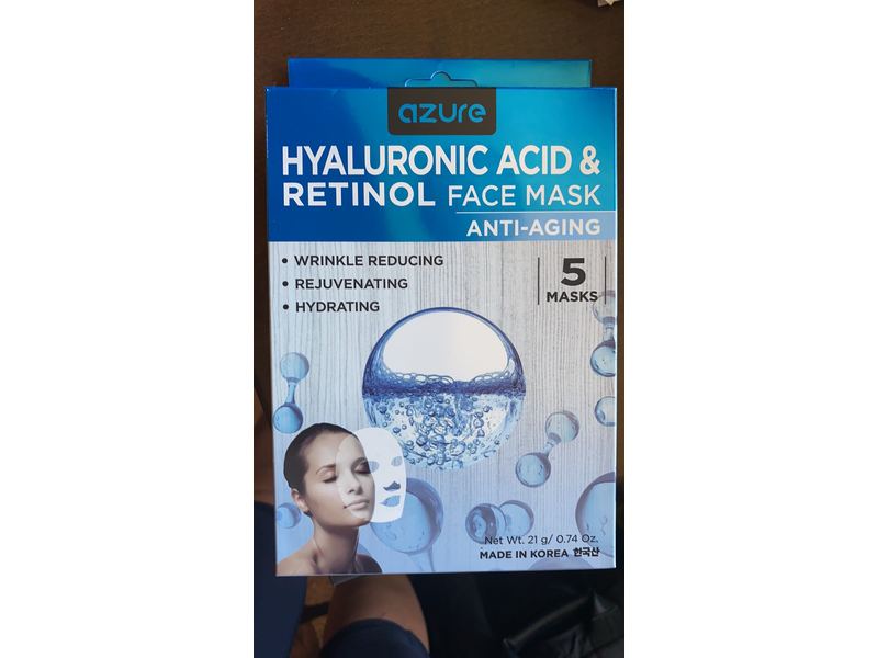 Azure Hyaluronic Acid & Retinol Face Mask, 5 Count