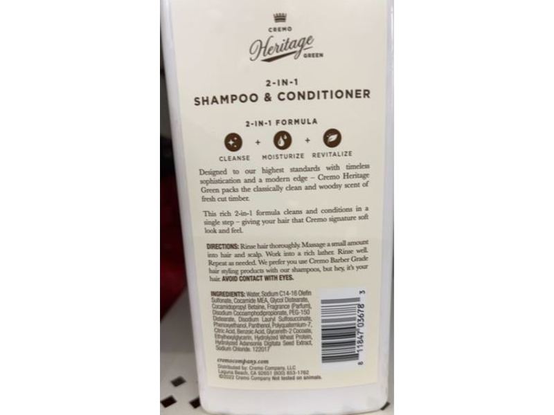 Creme 2-In-1 Shampoo & Conditioner, Fresh Timber Scent, 16 fl oz/473 mL