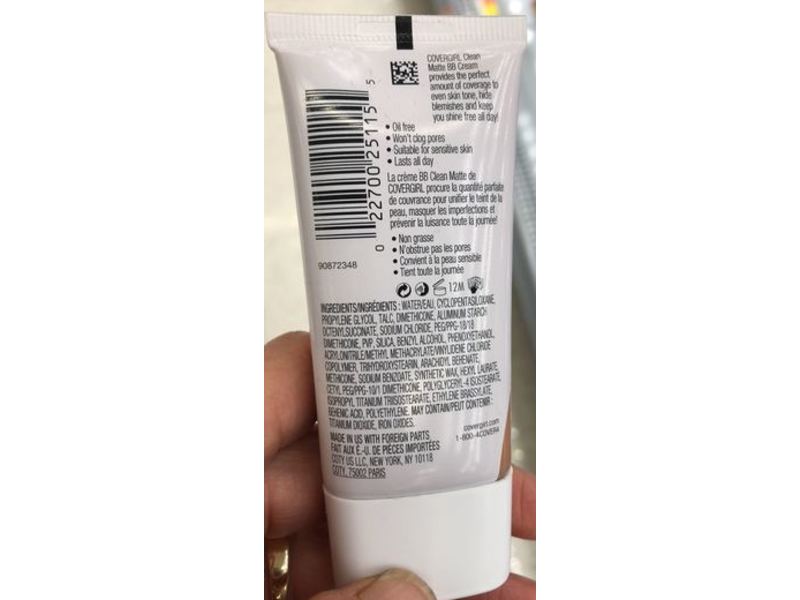 CoverGirl Clean Matte BB Cream, 550 Medium/Deep 550, 1 fl oz/30 mL