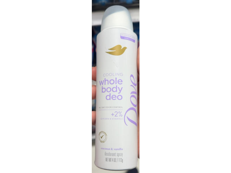 Dove Cooling Whole Body Deodorant Spray, Coconut & Vanilla, 4 oz/113 g