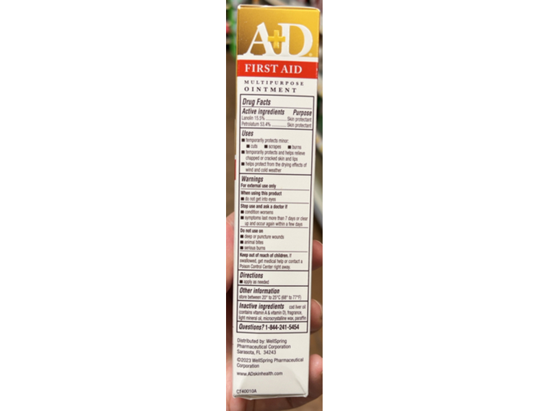 A + D First Aid Skin Protectant Multipurpose Ointment, Vitamin A + D, 1.5 oz/42.5 g