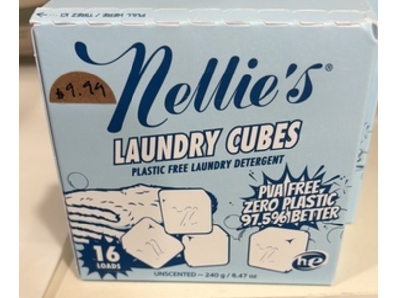 Nellie's Laundry Cubes Laundry Detergent, Unscented, 16 Loads, 8.47 oz/240 g