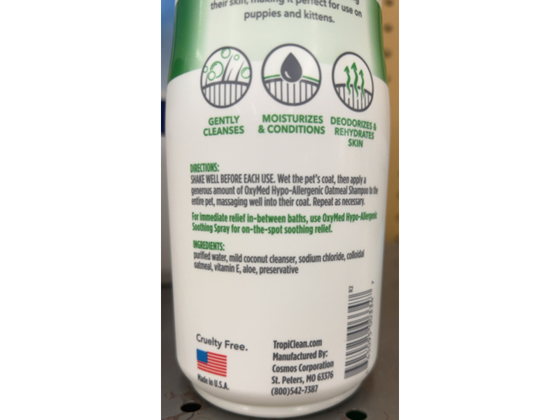 Tropiclean Oxymed Oatmeal Shampoo, 20 fl oz/592 mL