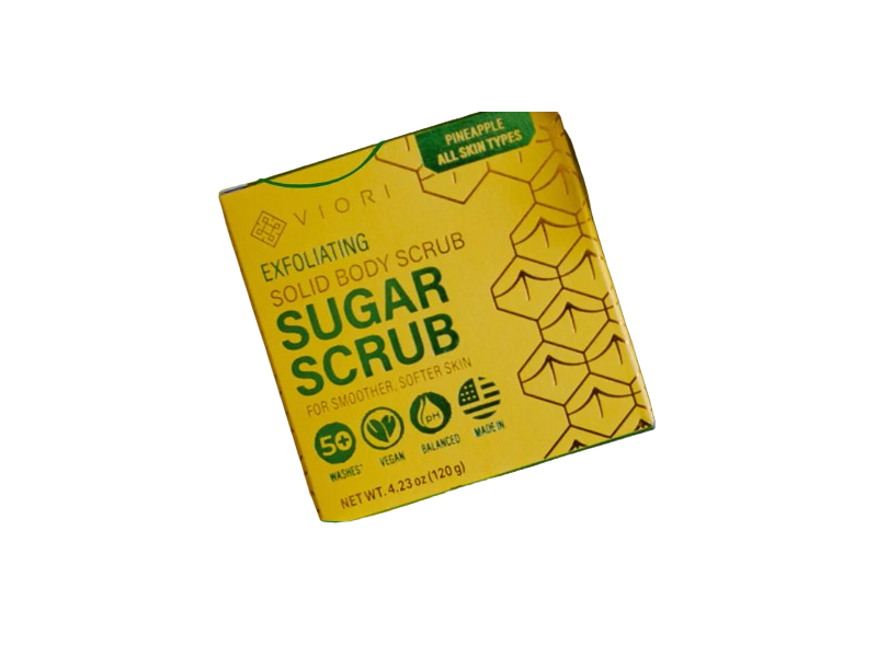 Viori Sugar Scrub Exfoliating Solid Body Scrub, Pineapple, 4.23 oz/120 g