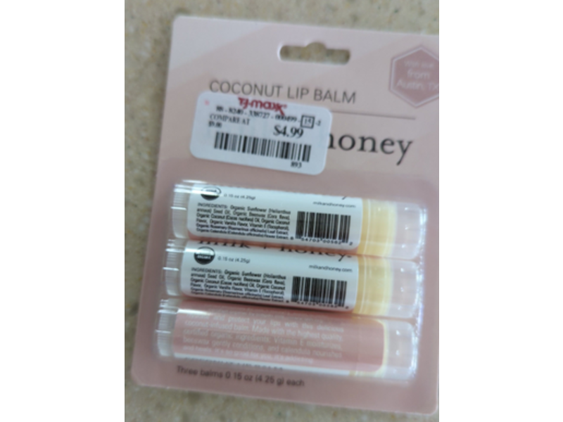 Milk + Honey Coconut Lip Balm, 0.15 oz/4.25 g, 3 Count
