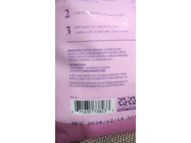 Thrive Market Rosey Laundry Detergent Powder, Lavender, 72 oz