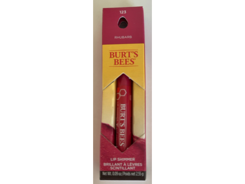 Burt's Bees Lip Shimmer, Rhubarb, 0.09 oz/2.55 g