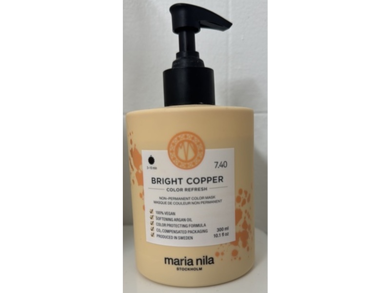 Maria Nila Color Refresh Non-Permanent Hair Mask, 7.40 Bright Copper, 10.1 fl oz/300 mL