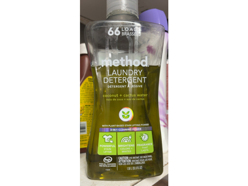 Method Liquid Laundry Detergent, Coconut + Cactus Water, 66 Loads, 53.5 oz/1.58 L