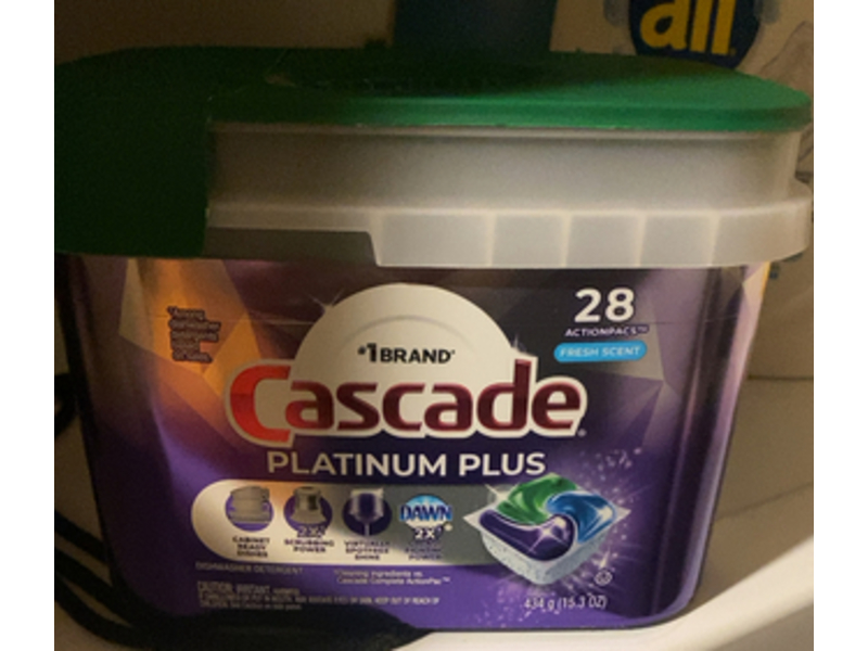 Cascade Platinum Plus ActionPacs, Fresh scent, 215.3 oz/434 g, 28 Pacs