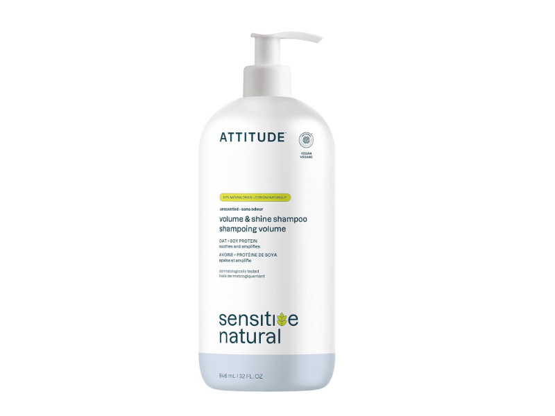Attitude Sensitive Natural Volumizing & Shine Shampoo, Unscented Oat + Soy Protein, 32 fl oz/946 mL