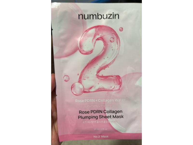 Numbuzin Plumping Sheet Mask, Rose PDRN + Collagen Water, 1.11 fl oz/33 mL