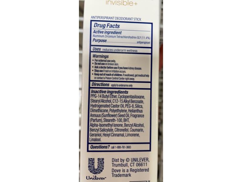 Dove Advanced Care Invisible+ Antiperspirant Deodorant Stick, Cucumber & Cactus Water, Pack Of 4