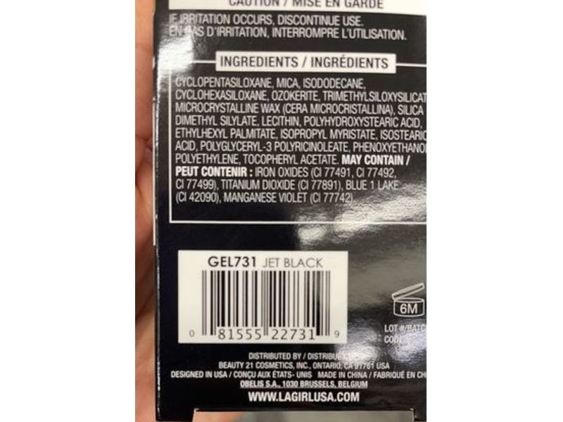 L.A. Girl Gel Eyeliner, Jet Black, 0.11 oz/3 g