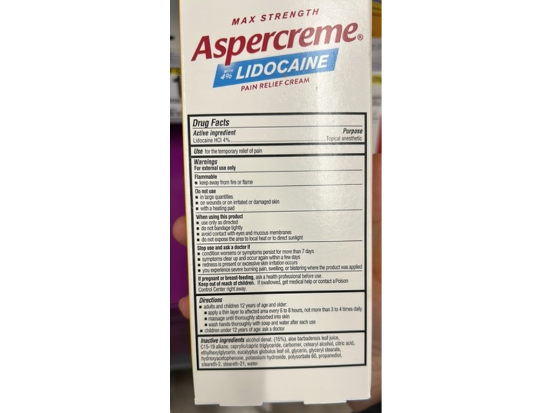Aspercreme Lidocaine Pain Relief Cream, Eucalyptus Essential Oil, 3 oz/85 g
