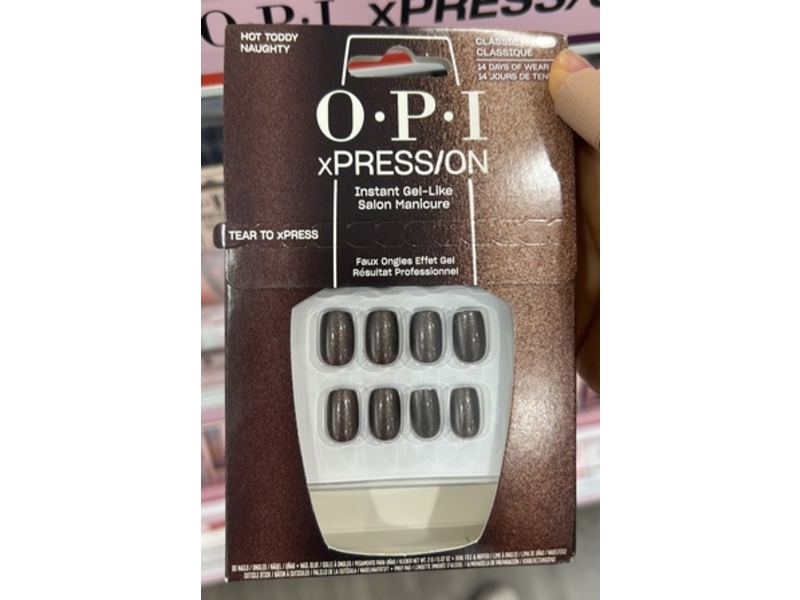 O.P.I. Xpress/On Short Solid Color Press On Nails, Hot Toddy Naughty, 0.07 oz/2 g