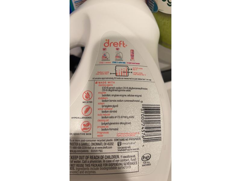 Dreft Active Liquid Detergent, Stage 2: Active Baby, 32 Loads, 50 fl oz/1.36 L