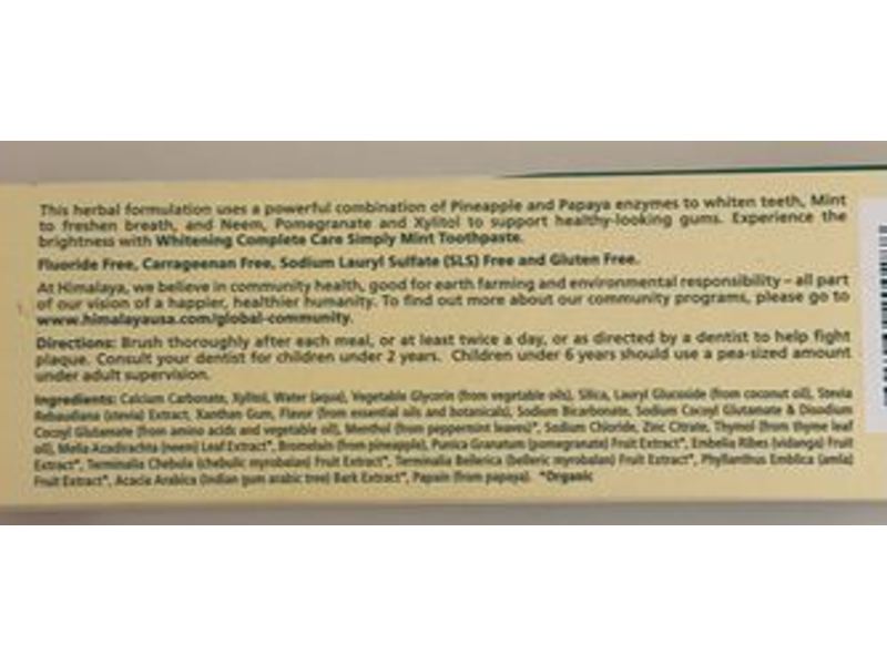 Himalaya Botanique Whitening Toothpaste, Simply Mint, 5.29 oz/150 g