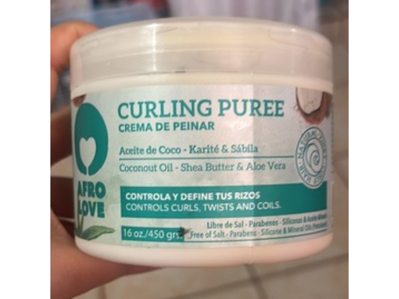 Afro Love Curling Puree Curl Cream, Clean Scent, Coconut Oil, Shea Butter & Aloe Vera, 16 oz/450 g