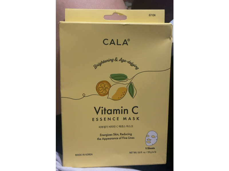 Cala Brightening & Age-Defying Essence Mask Sheets, Vitamin C, 0.81 fl oz/23 g, 5 Count