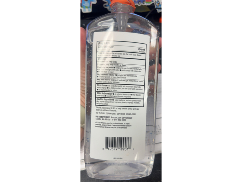 Amazon Basic Care Moisturizing Hand Sanitizer with Vitamin E, 34 fl oz/1 L