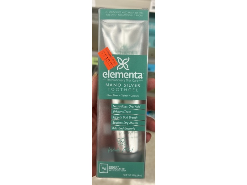 Elementa Silver Nano Toothgel, Winter Mint, 4 oz/120 g