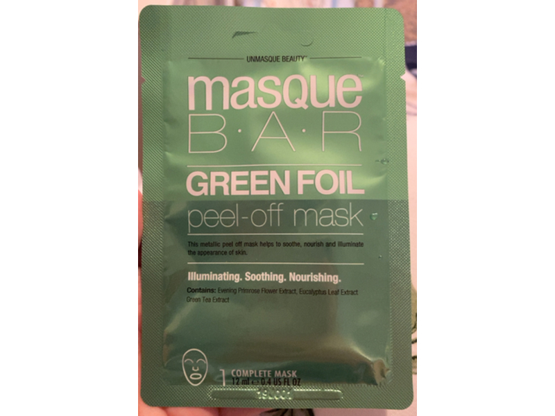masque B.A.R Green Foil Facial Peel Off Mask, 0.4 fl oz/12 mL, Pack Of 6