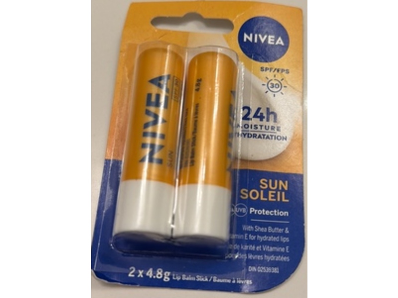 Nivea Caring Lip Balm Sticks, SPF 30, 4.8 g, Pack Of 2