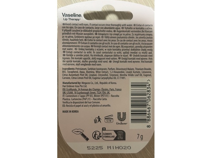Vaseline Lip Therapy Lip Balm, Pink Bubbly, 7 g