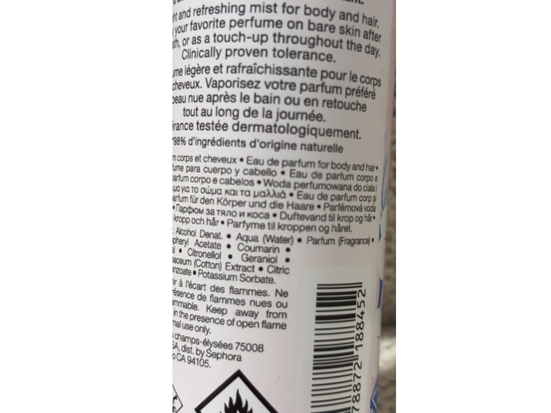 Sephora Scented Body Mist, Cotton Flower, 3.38 fl oz/100 mL