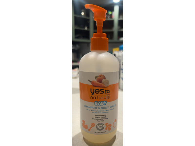 Yes To Naturals Baby Shampoo & Body Wash, Apricot + Banana & Carrot Extract, 12 fl oz/355 mL