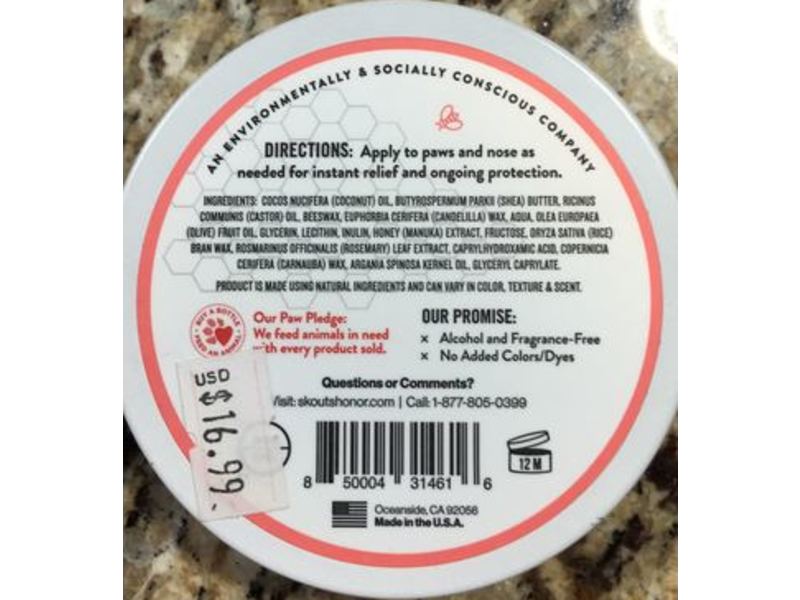 Skout's Honor Prebiotic Pet Balm, Manuka Honey, 2 oz/59 mL