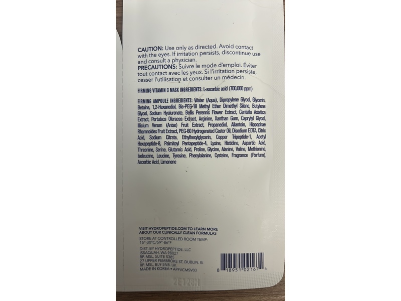 Hydropeptide Firming Vitamin C Mask, 0.84 fl oz/25 mL