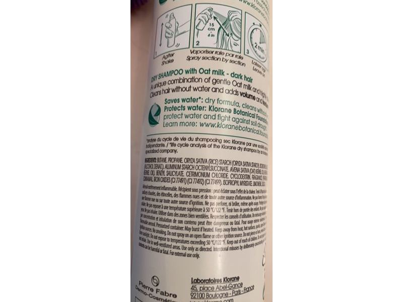 Klorane Dry Shampoo, Oat Milk, 5.4 oz/155 g