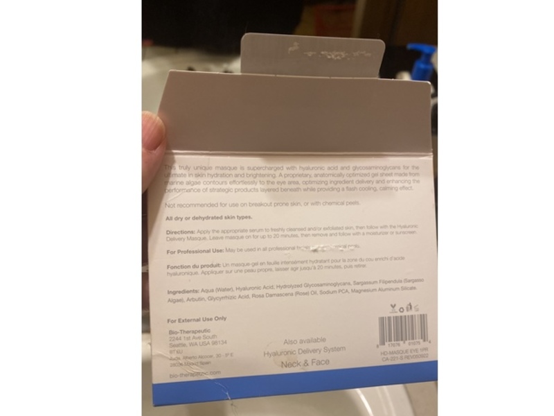 Bio-Therapeutic Hyaluronic Delivery System Eye Masque, 0.18 oz, 10 Pair
