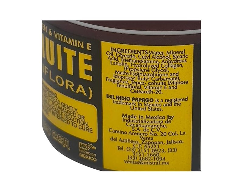 Tepezcohuite Facial & Body Cream, Collagen & Vitamin E, 2 oz/60 g