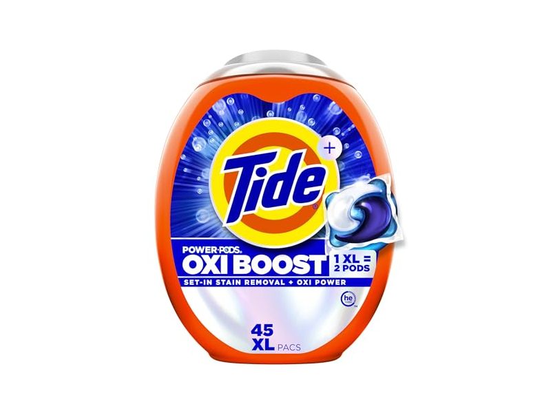 Tide+ Power Pods Oxi Boost Set-In Stain Removal + Oxi Power, 66 oz/1.89 kg, 45 Count