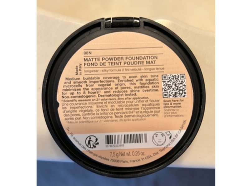 Sephora Matte Powder Foundation, 08N Light, 0.26 oz/7.5 g