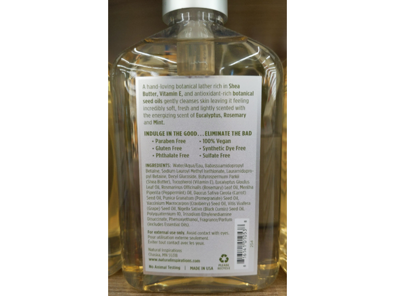 Natural Inspirations Moisturizing Hand Wash, Eucalyptus Rosemary Mint, 12 fl oz/355 mL