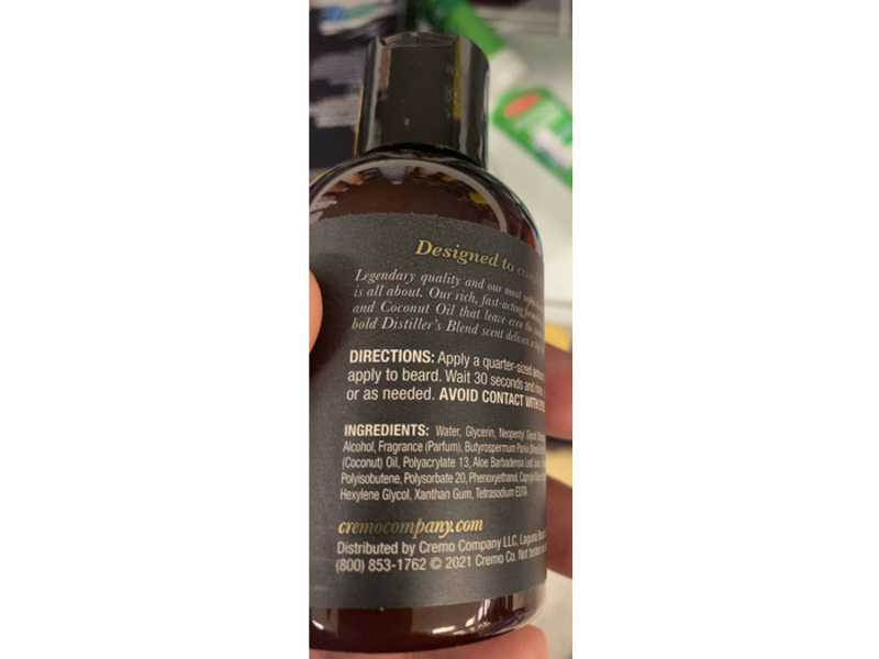 Cremo Reserve Collection Distiller's Blend Beard & Scruff Softener, Black, 4 fl oz/118 mL