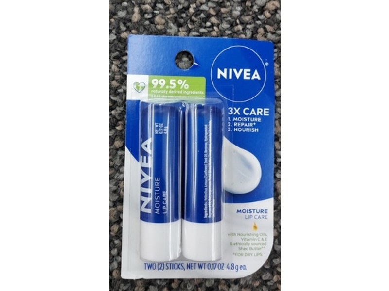 Nivea Moisture Lip Care, 0.17 oz/4.8 g, Pack Of 2