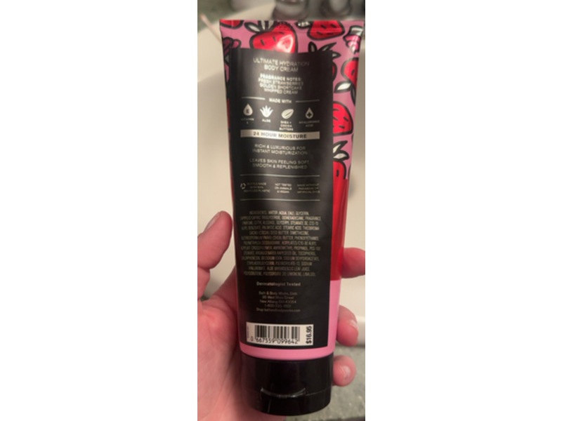Bath & Body Works Hydration Body Cream, Strawberry Pound Cake, 8 oz/226 g